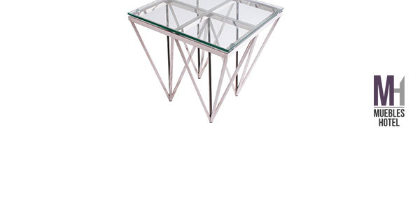 Mesa Lateral de Cristal Cromada
